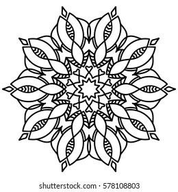Black and white card with mandala ornament. Geometric circular element. Perfect for birthday and other holiday card, any other kind of design, kaleidoscope, medallion, arabic design
