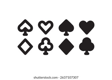 Black and white card suit symbols in minimalist design.
