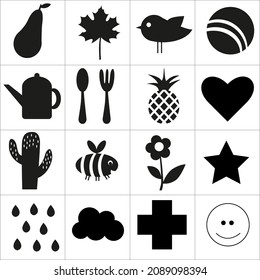 Black White cards contrast images for babies 0-3 months old. Visually stimulating play space for your newborn to move and play.