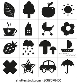 Black White cards contrast images for babies 0-3 months old. Visually stimulating play space for your newborn to move and play.