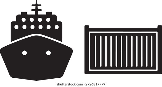 Navio de carga preto e branco e navio porta-contentores