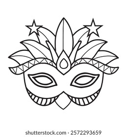 Black And White Carnival Mask Coloring Page