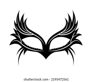 Black and white carnival mask with patterns and lace.