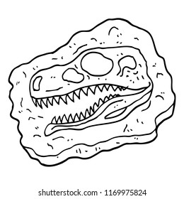 black and white cartoon ancient fossil