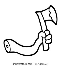 black and white cartoon arm with axe