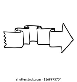 black and white cartoon banner arrow