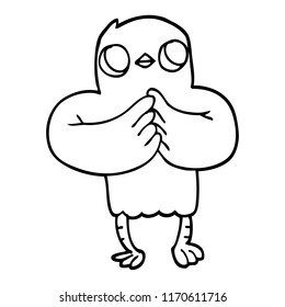 pájaro caricaturista blanco y negro con plan