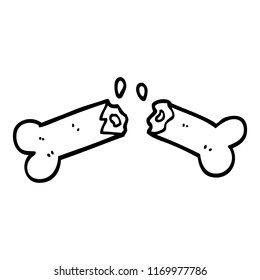 black and white cartoon broken bone