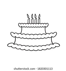 black and white cartoon cake isolated on white