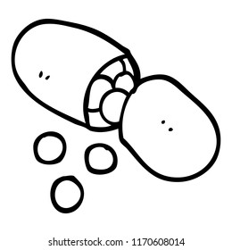 black and white cartoon capsule pill