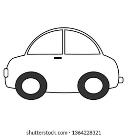 black and white cartoon car vector illustration for coloring art