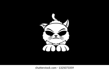 Black And White Cartoon Cat Illustration