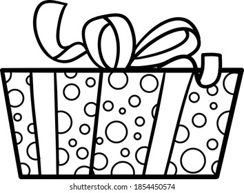 クリスマス 誕生日プレゼントの白黒漫画 または絵本イラスト用ギフトオブジェクトクリップアート のベクター画像素材 ロイヤリティフリー Shutterstock
