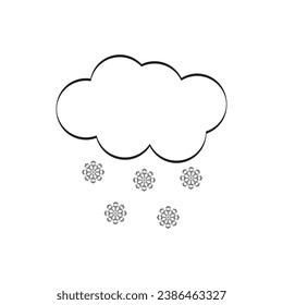 Black and white cartoon cloud and snowflakes illustration