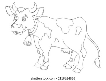 Black and white Cartoon Cow isolated on white background