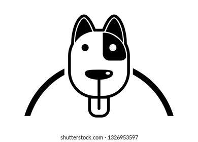 Black and white cartoon dog with tongue
