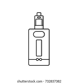 black and white cartoon electric cigarette - vaporizer vector art