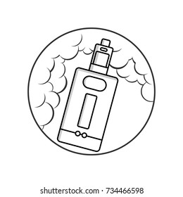 black and white cartoon electric cigarette - vaporizer vector art