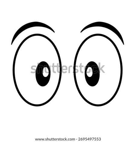 Black and white cartoon eyes vector illustration. Eyes look icons in cartoon style isolated