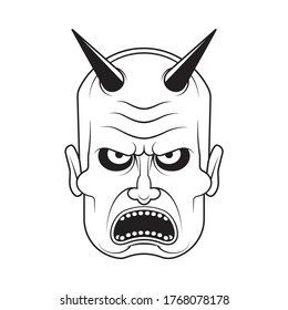 Black and white cartoon face with horn