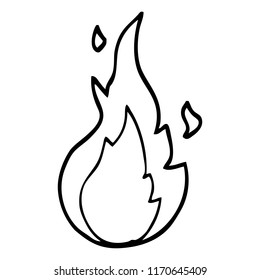 black and white cartoon flame symbol