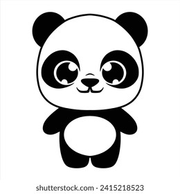 Black and white cartoon flat design of cute panda 
