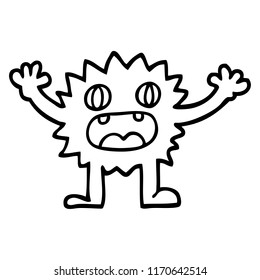 black and white cartoon funny furry monster