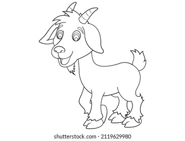 Black and white Cartoon Goat iolated on white background