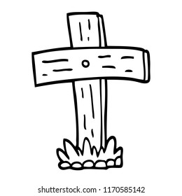 black and white cartoon graveyard cross
