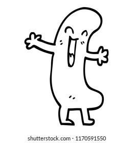 black and white cartoon happy sausage