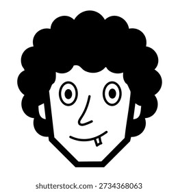black and white cartoon head of a man with funny expression design