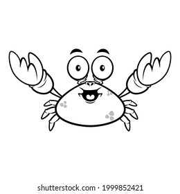 Black and white cartoon illustration of big fat crab greetings, best for coloring book of kids with summer themes