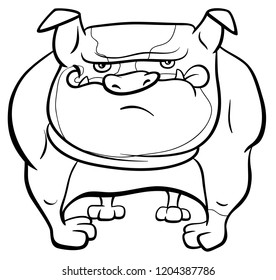 Black and White Cartoon Illustration of Bulldog Dog Animal Character Coloring Book