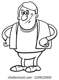 Black and White Cartoon Illustration of Comic Man Funny Character Coloring Book