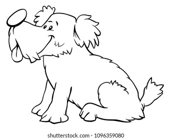 Black and White Cartoon Illustration of Cute Funny Dog or Puppy Animal Character Coloring Book