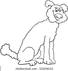 Black and White Cartoon Illustration of Cute Poodle Dog for Coloring Book or Coloring Page