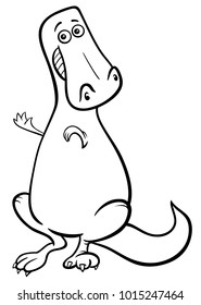 Black and White Cartoon Illustration of Dinosaur Prehistoric Reptile Animal Character Coloring Book