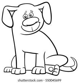 Black and White Cartoon Illustration of Dog Animal Character Coloring Book