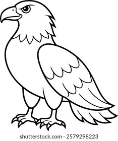 Black and White Cartoon Illustration of Eagle Bird Character for Coloring Book