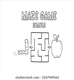Black and White Cartoon Illustration of Education Maze or Labyrinth Activity Game for Children