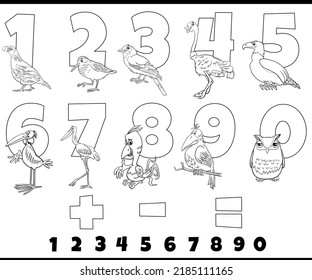 Black White Cartoon Illustration Educational Numbers Stock Vector ...