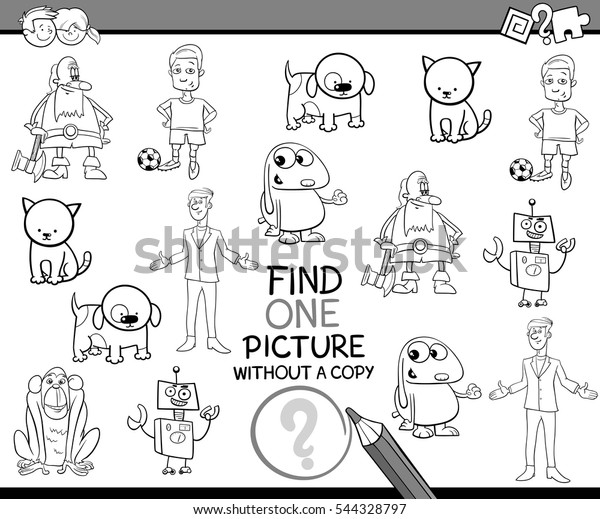 Black White Cartoon Illustration Educational Activity Stock Vector