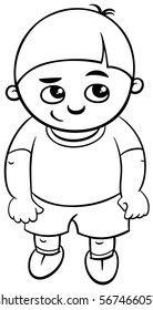 Black and White Cartoon Illustration of Elementary School Age or Preschool Boy Coloring Page