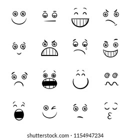 Black White Cartoon Illustration Emoticon Emotions Stock Vector ...