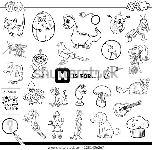 Black And White Cartoon Illustration Of Finding Picture Starting With 