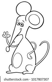 Black and White Cartoon Illustration of Funny Mouse Comic Animal Character Coloring Book
