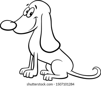 Black and White Cartoon Illustration of Funny Dog or Puppy Animal Character Coloring Book Page