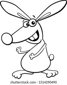 Black and White Cartoon Illustration of Funny Rabbit or Bunny Comic Animal Character Coloring Book Page