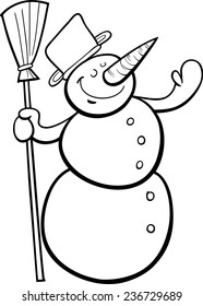 Black White Cartoon Illustration Funny Snowman Stock Vector (Royalty ...