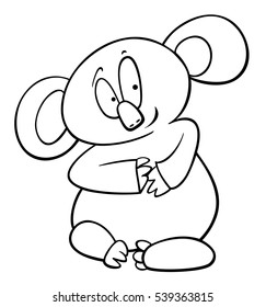 Black and White Cartoon Illustration of Funny Koala Animal Character Coloring Page